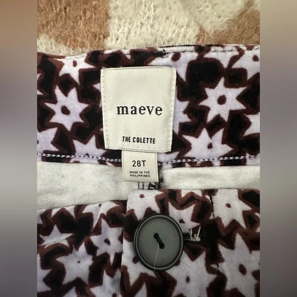 Anthropologie Maeve Sz 28 Tall Colette Cropped Wide Leg Velvet Pants Star Print